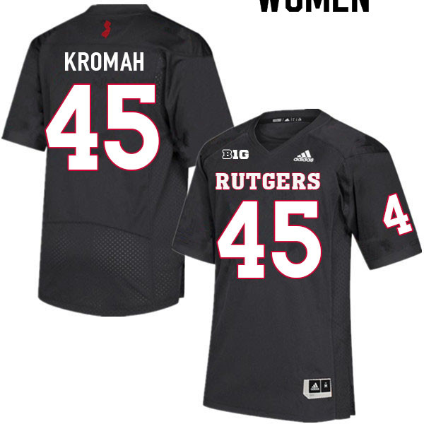 Women #45 Jamree Kromah Rutgers Scarlet Knights College Football Jerseys Sale-Black - Click Image to Close